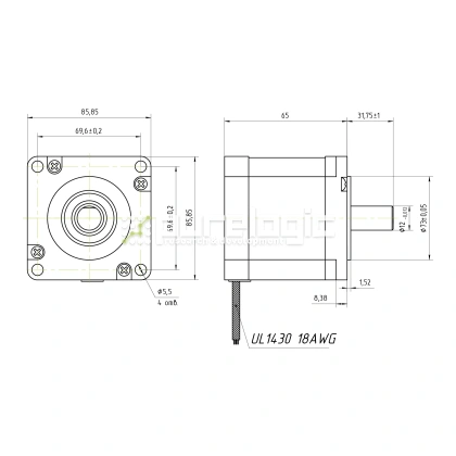 Двигатель шаговый FL86STH65-2808A 7 220 Двигатель шаговый FL86STH65-2808A фото