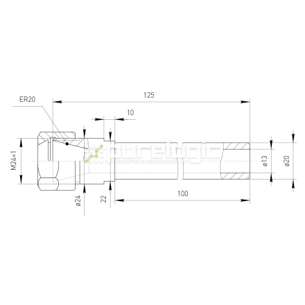 Удлинитель цангового патрона PLC20-ER20A-100L фото