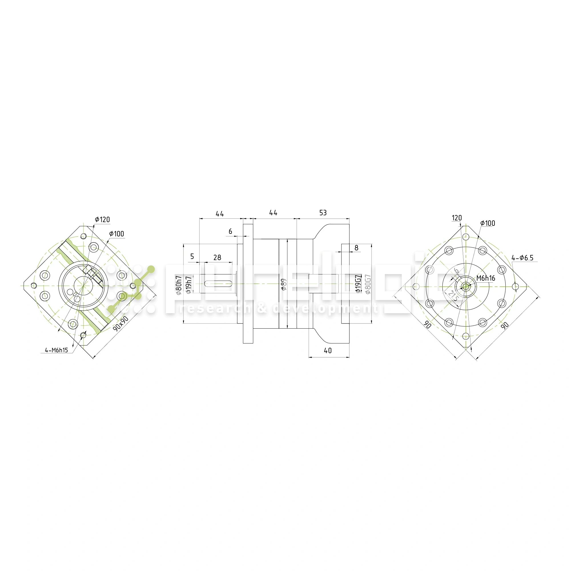 Редуктор планетарный 90PLF10K-19S-D19 20 075 Редуктор планетарный 90PLF10K-19S-D19 фото