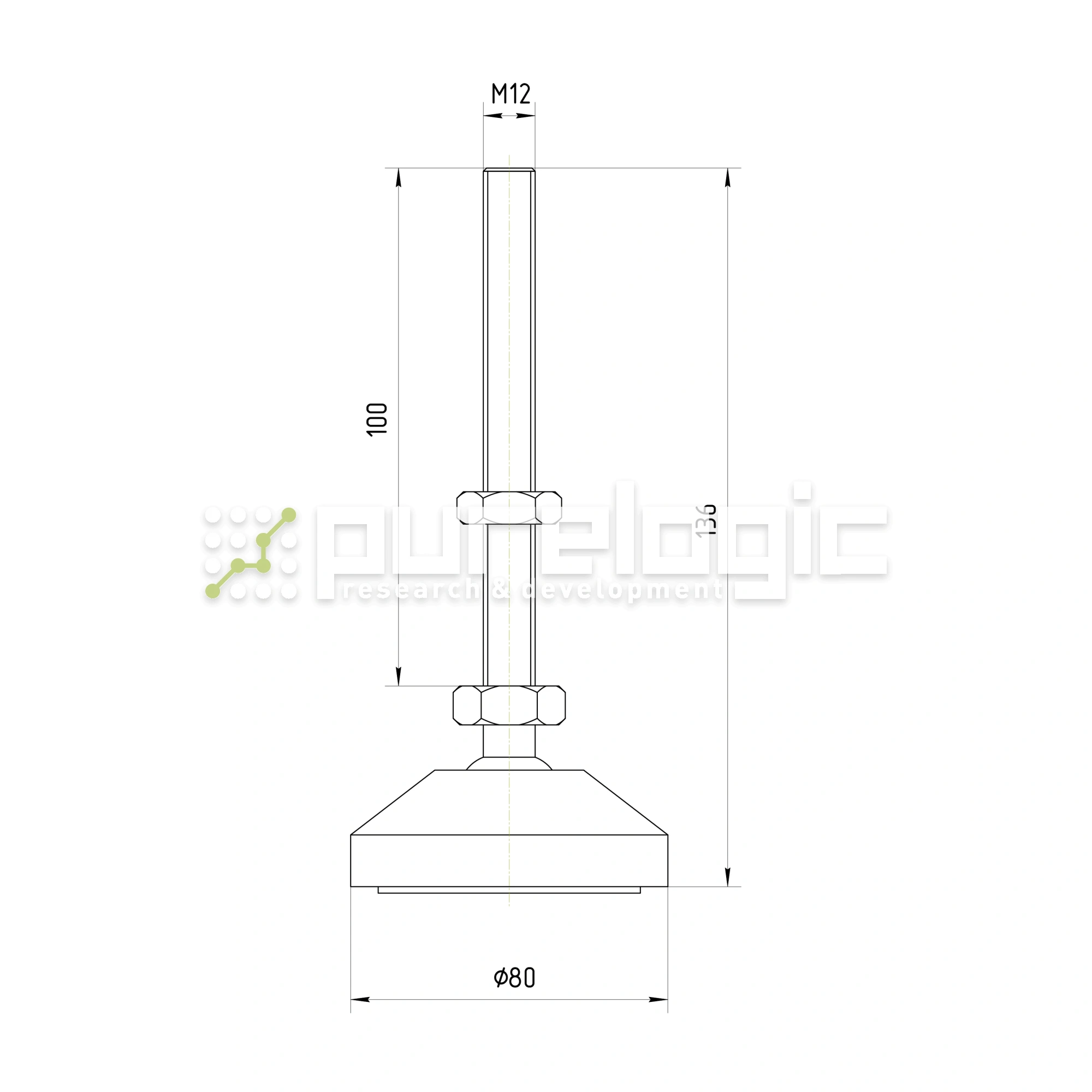 Виброопора M12x100-80R 306 Виброопора M12x100-80R фото