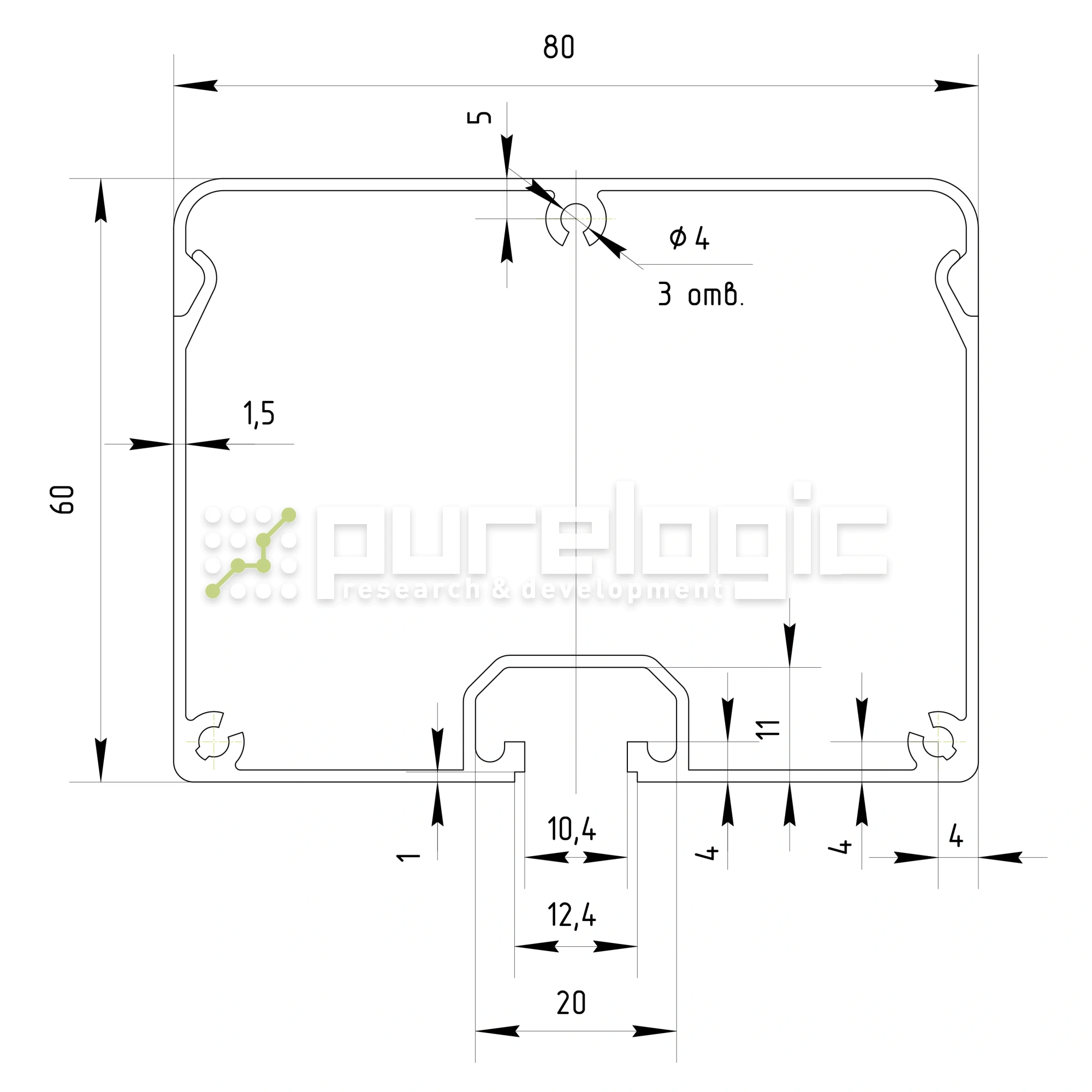 Алюминиевый кабель-канал ZXH6080 1 815 Алюминиевый кабель-канал ZXH6080 фото