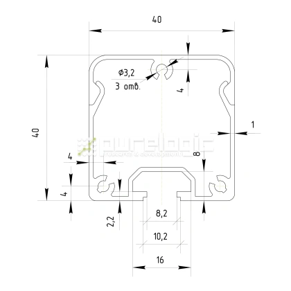 Алюминиевый кабель-канал ZXH4040 958 Алюминиевый кабель-канал ZXH4040 фото