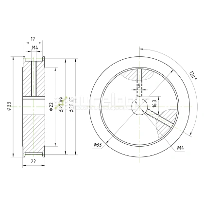 Шкив зубчатый BLA-30-3M-15-A-N14 фото