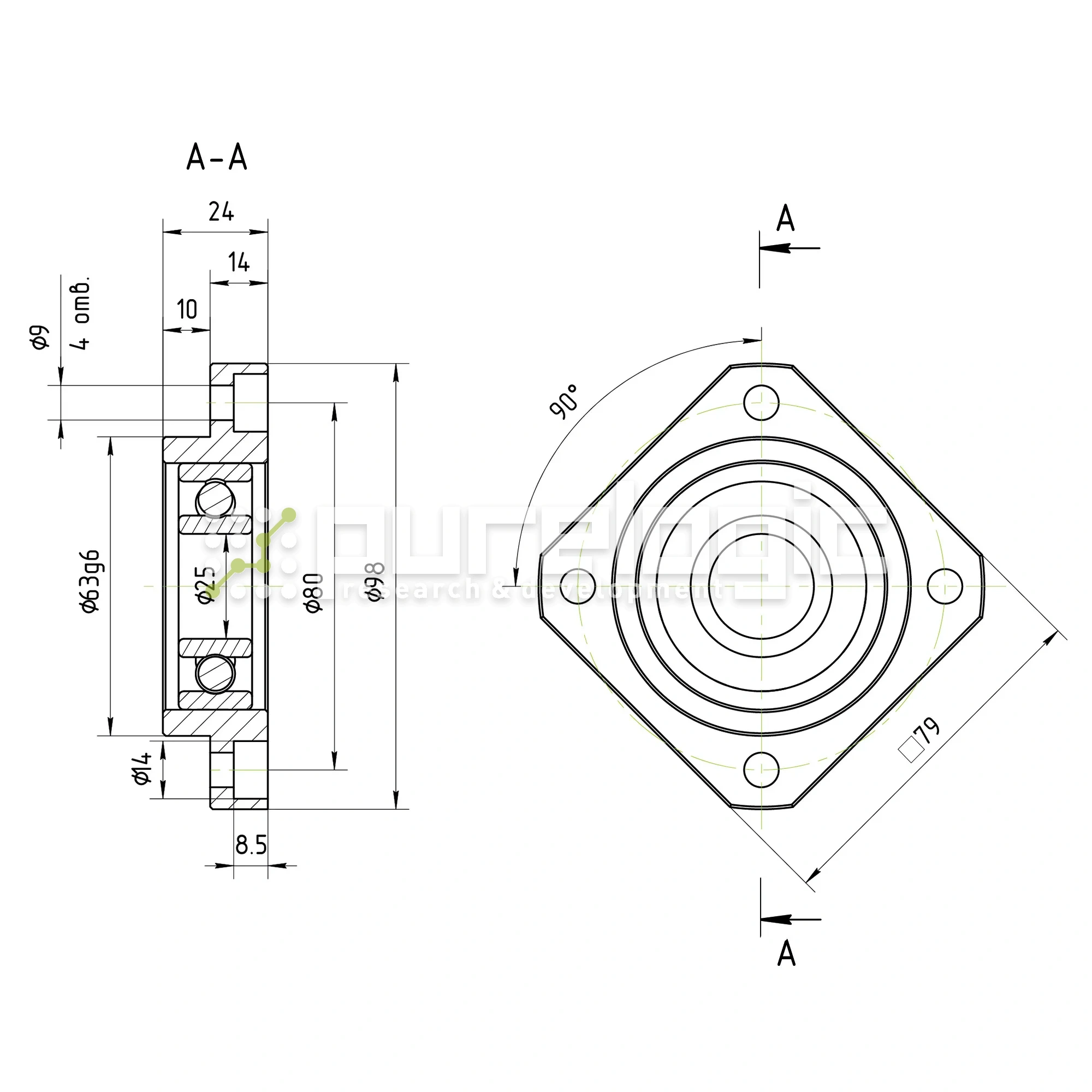 Опора ШВП Hiwin FF25-C5 6 866 Опора ШВП Hiwin FF25-C5 фото