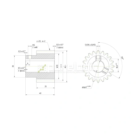Шестерня прямозубая GS2-T20D16 фото