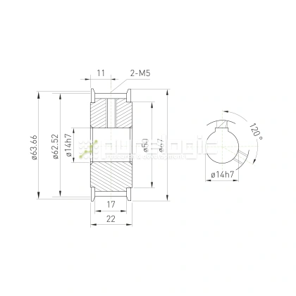Шкив зубчатый BLA-40-5M-15-A-N14 фото