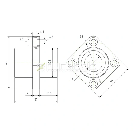 Втулка шариковая с фланцем LMKC16 фото