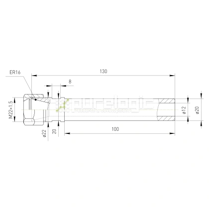 Удлинитель цангового патрона PLC20-ER16A-100L фото