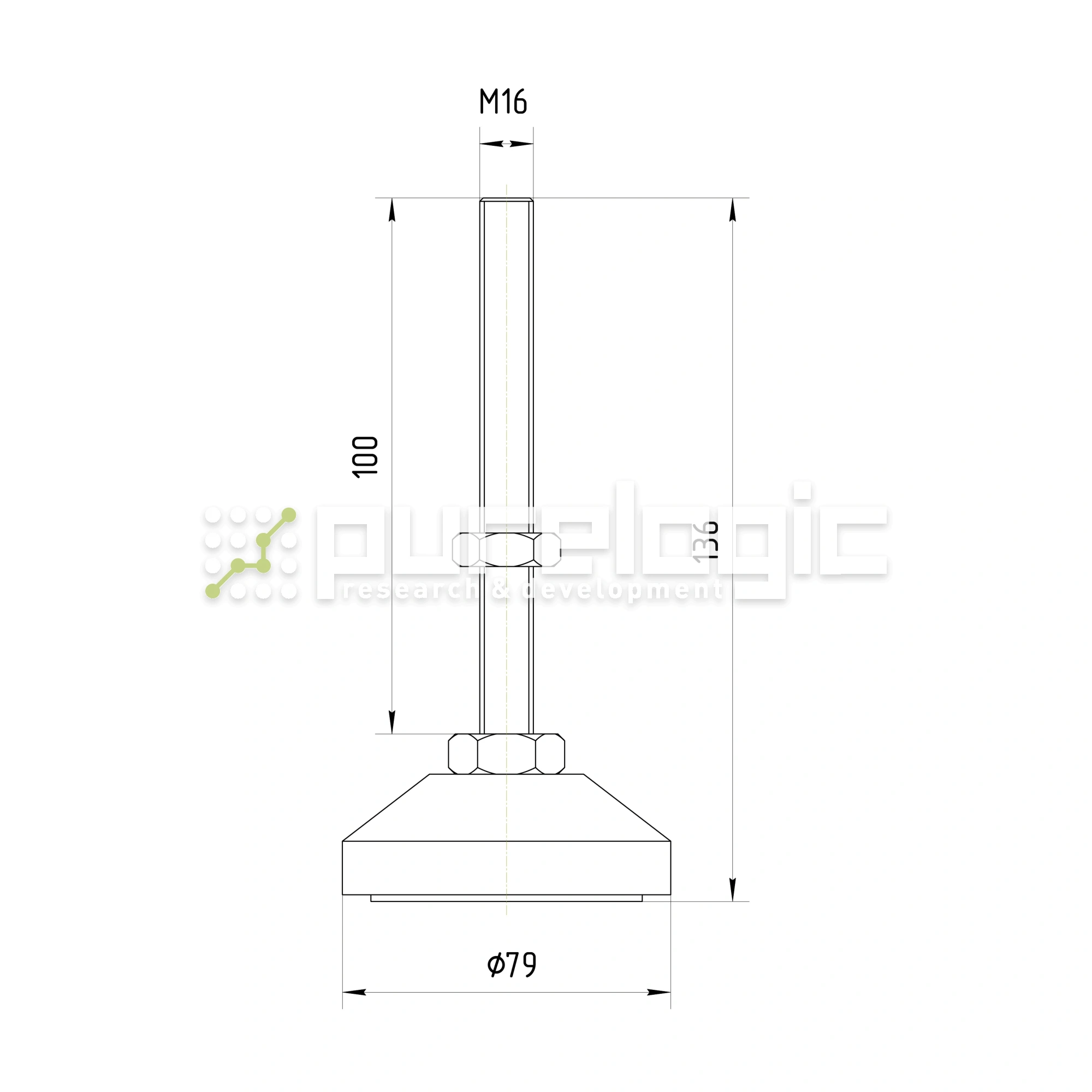 Виброопора DJG80-M16*100 1 262 Виброопора DJG80-M16*100 фото