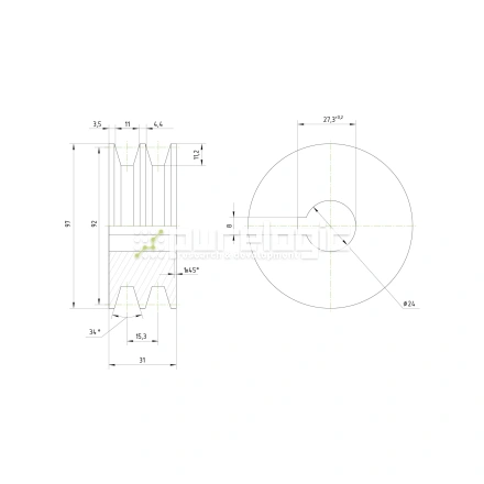 Шкив DP2A-24-100 фото