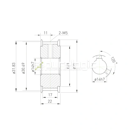 Шкив зубчатый BSY-20-5M-15-A-N14 фото