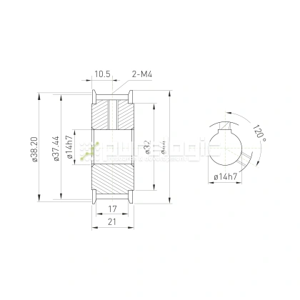Шкив зубчатый BLA-40-3M-15-A-N14 фото
