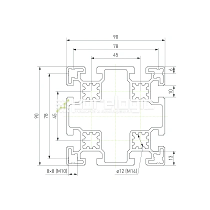 Профиль алюминиевый HXB9090BB-10 фото