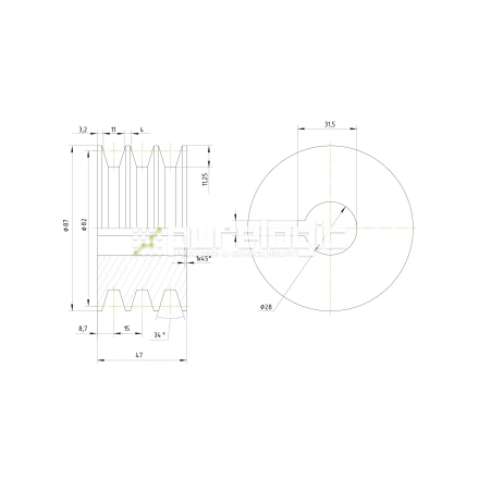 Шкив DP3A-28-90 фото