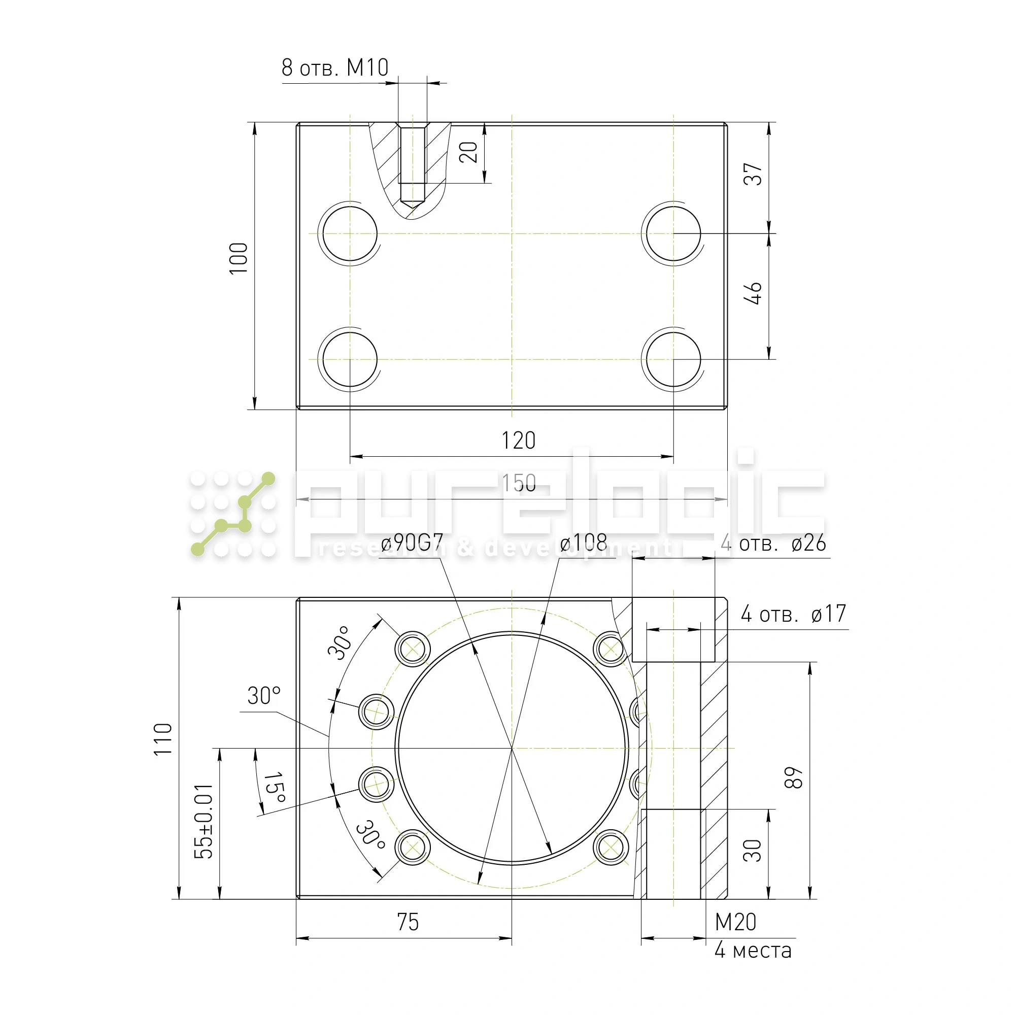 Держатель гайки ШВП MGD63 17 675 Держатель гайки ШВП MGD63 фото
