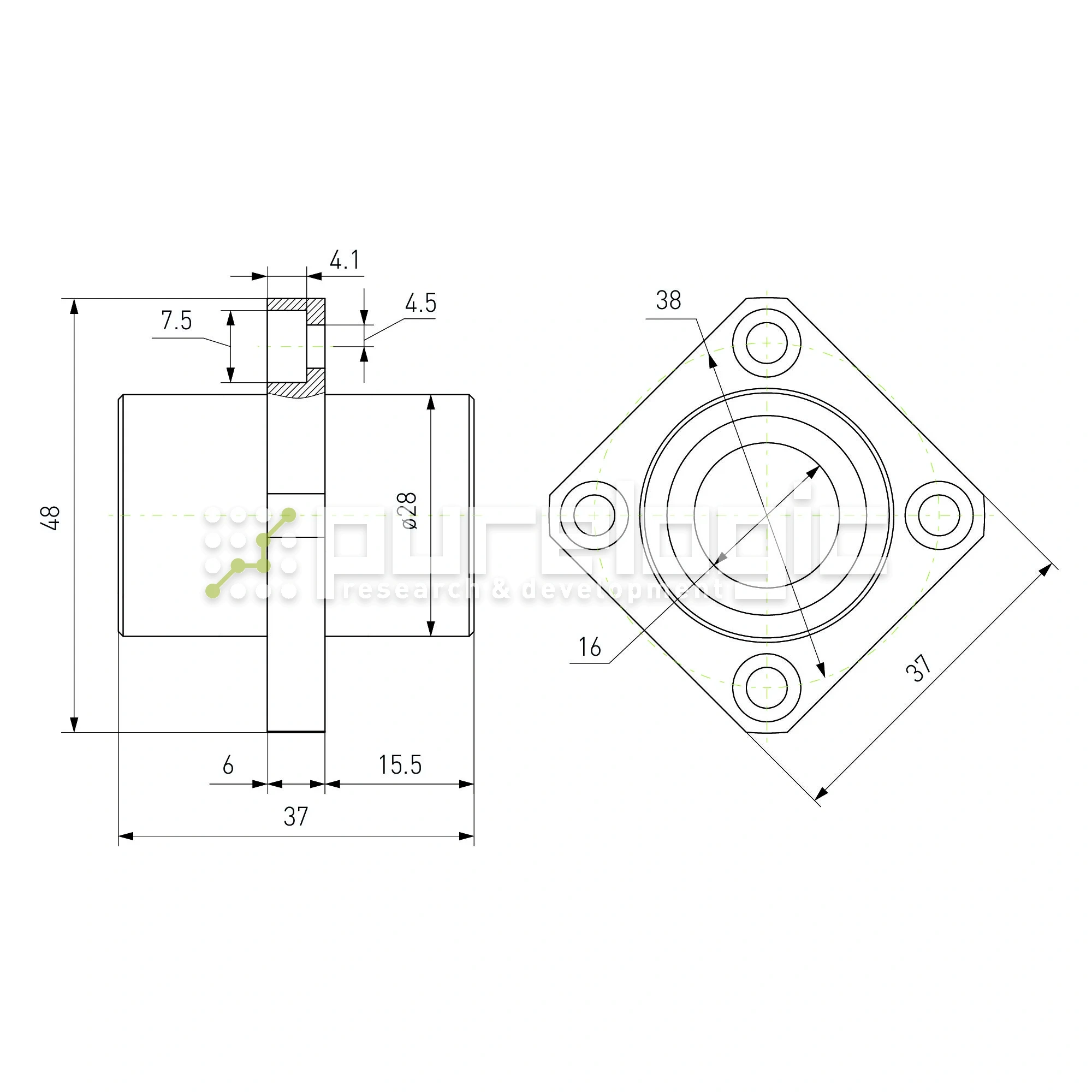 Втулка шариковая с фланцем LMKC16 536 Втулка шариковая с фланцем LMKC16 фото