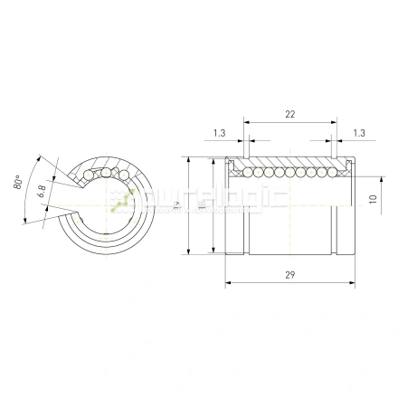 Втулка шариковая LM10-OP фото