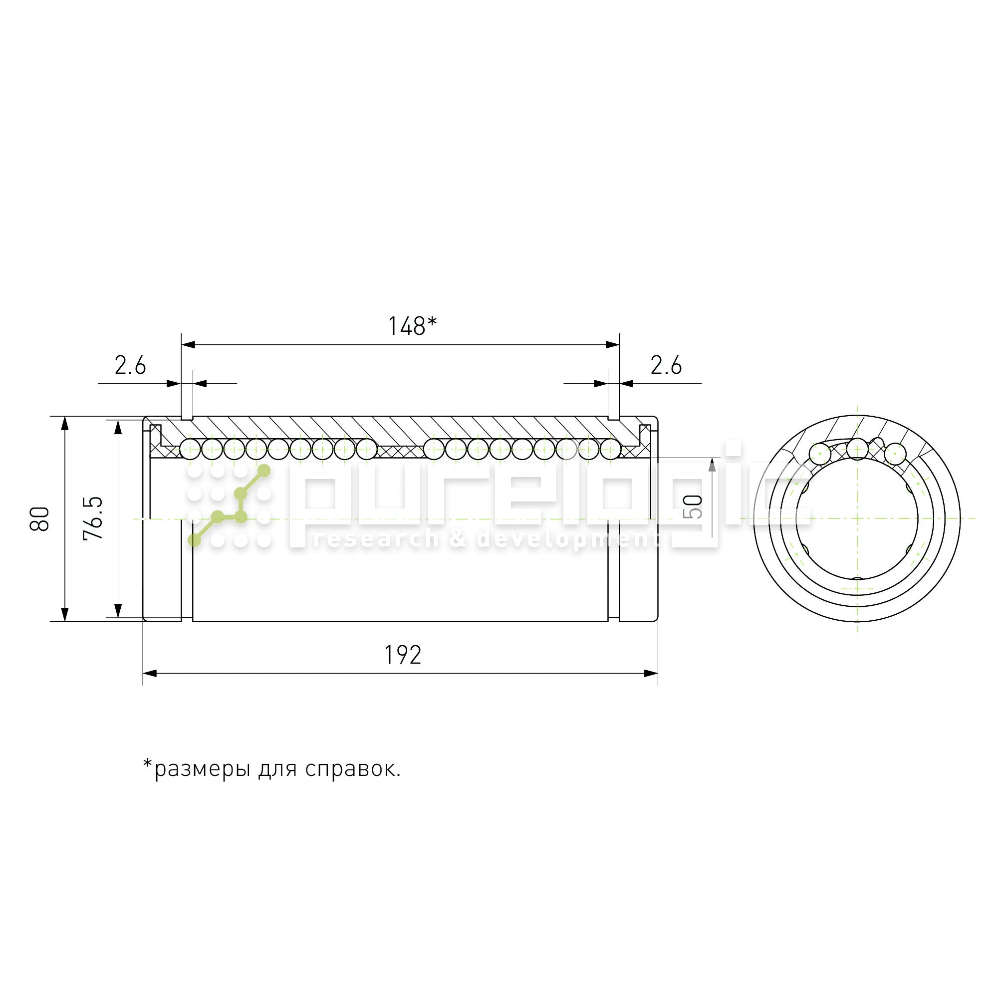Втулка шариковая LM50L-UU 2 696 Втулка шариковая LM50L-UU фото