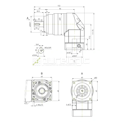 Редуктор планетарный прецизионный угловой 60EVB10K-S16-P0 фото