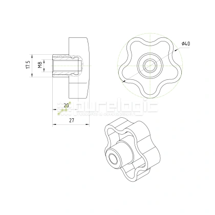 Ручка пятилепестковая 100208-40*M8 196 Ручка пятилепестковая 100208-40*M8 фото