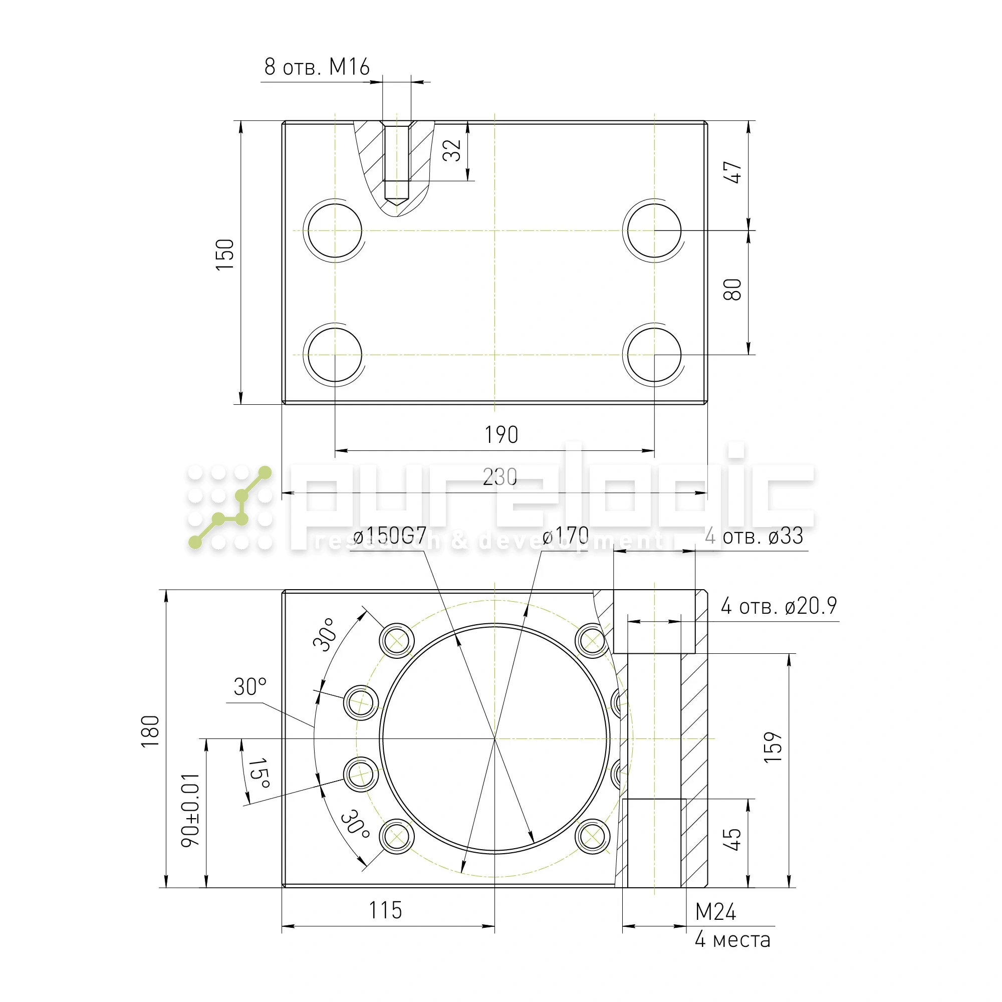Держатель гайки ШВП MGD100 50 716 Держатель гайки ШВП MGD100 фото