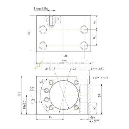 Держатель гайки ШВП MGD100 50 716 Держатель гайки ШВП MGD100 фото