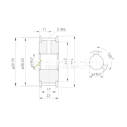 Шкив зубчатый BSY-25-5M-15-A-N19 фото