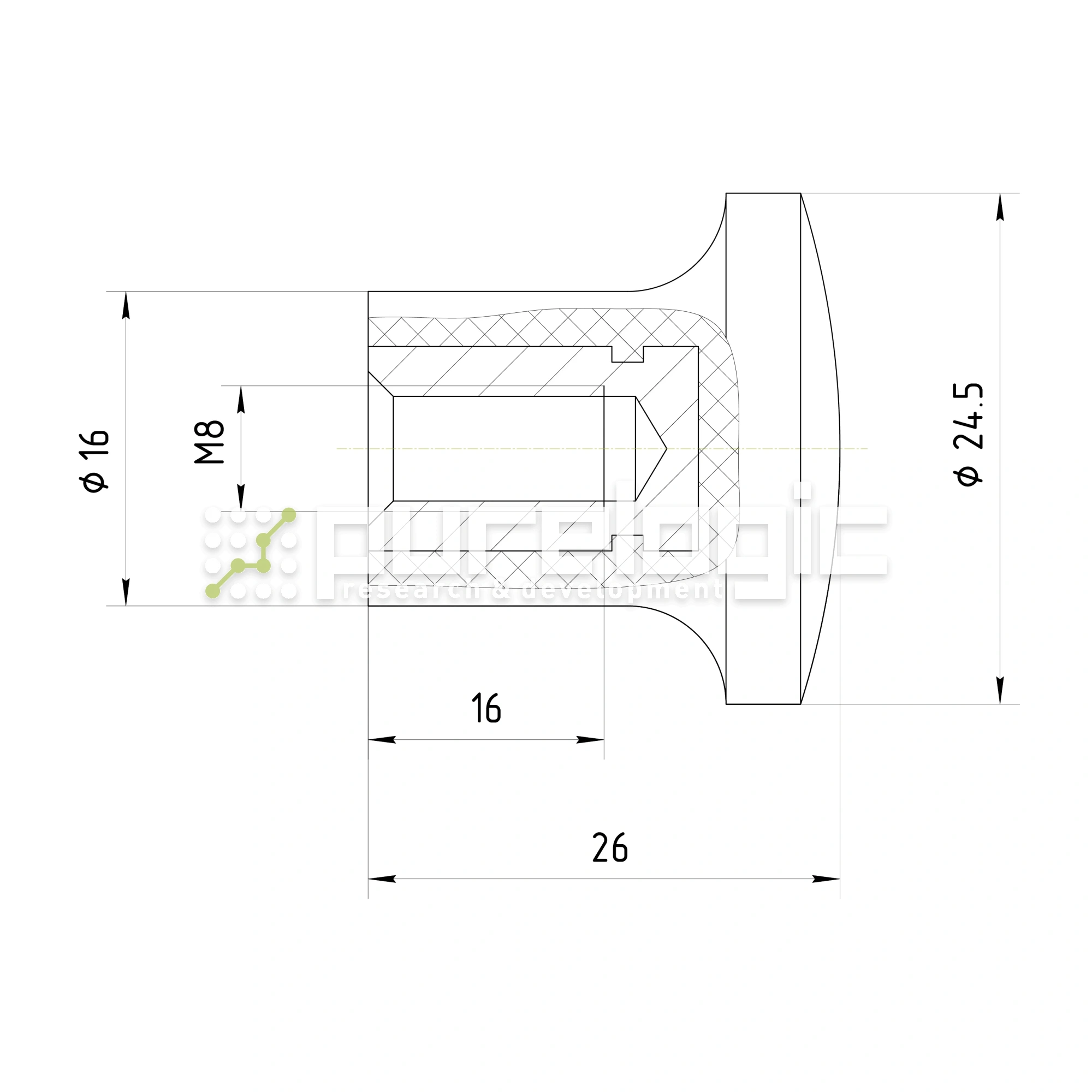 Ручка 100201-25*M8 126 Ручка 100201-25*M8 фото