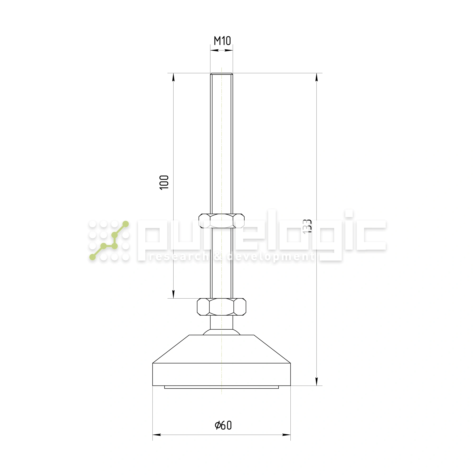 Виброопора M10x100-60R 234 Виброопора M10x100-60R фото