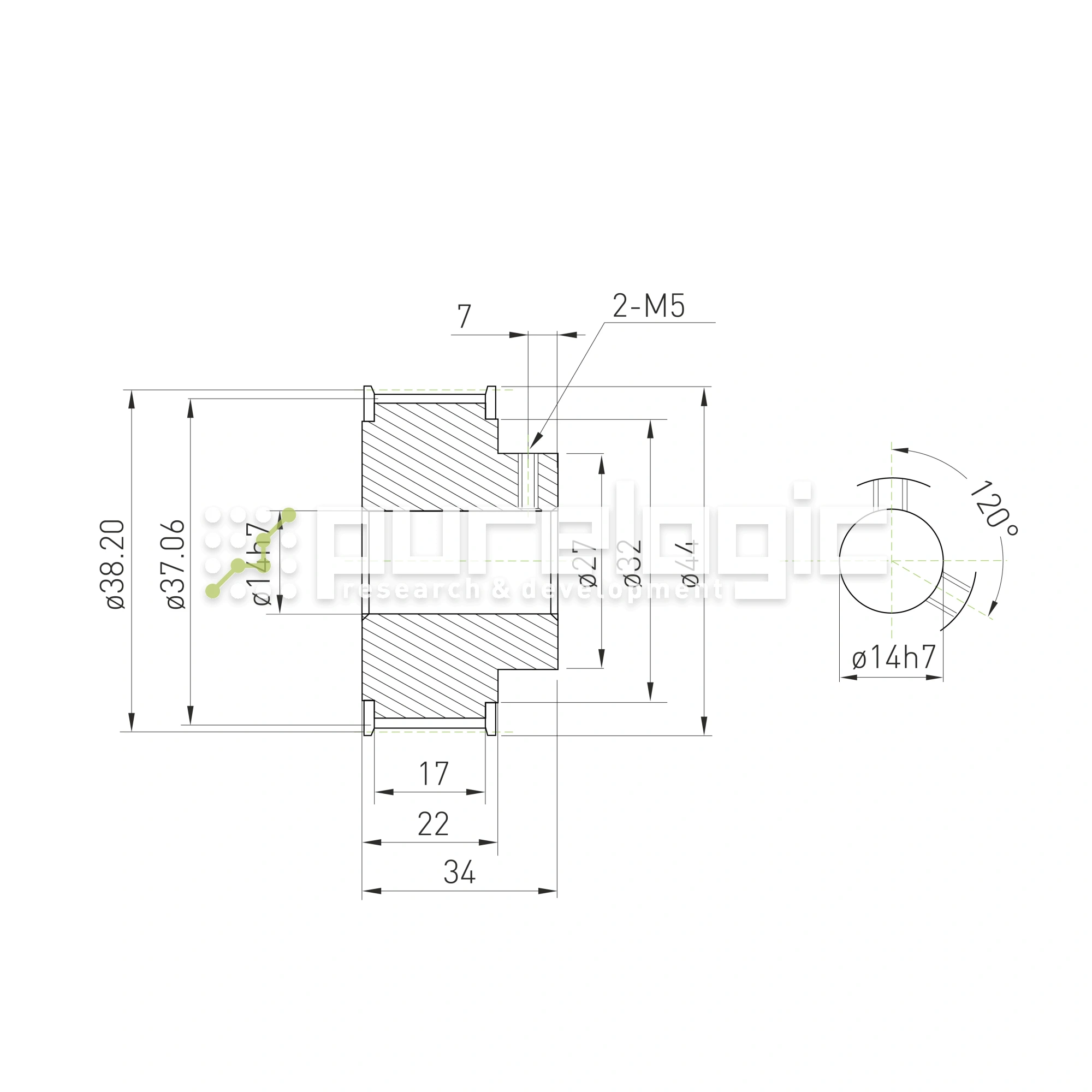 Шкив зубчатый BLA-24-5M-15-B-P14 837 Шкив зубчатый BLA-24-5M-15-B-P14 фото