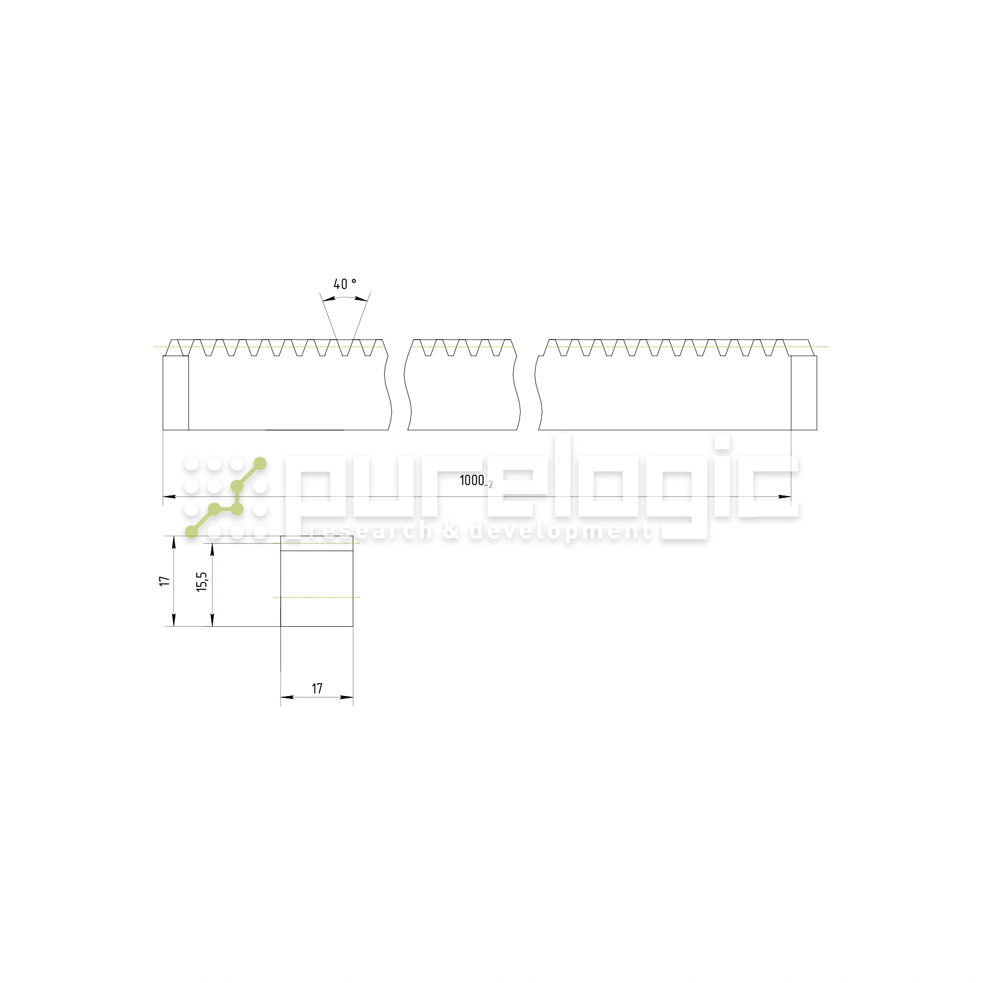 Рейка косозубая RH1.5-1717 3 784 Рейка косозубая RH1.5-1717 фото