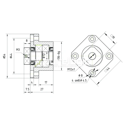Опора ШВП подшипниковая FK12-C5 фото