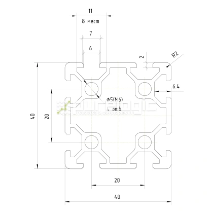 Профиль алюминиевый HXB4040E-6 1 547 Профиль алюминиевый HXB4040E-6 фото