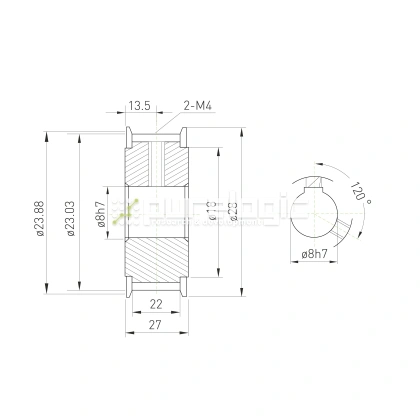Шкив зубчатый BSY-15-T5-20-A-N8 фото