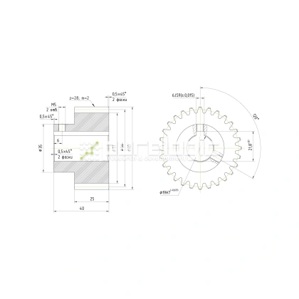 Шестерня прямозубая GS2-T28D19 фото