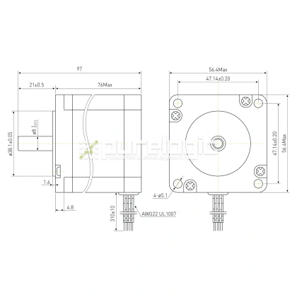 Двигатель шаговый PL57H76-D8 2 956 Двигатель шаговый PL57H76-D8 фото