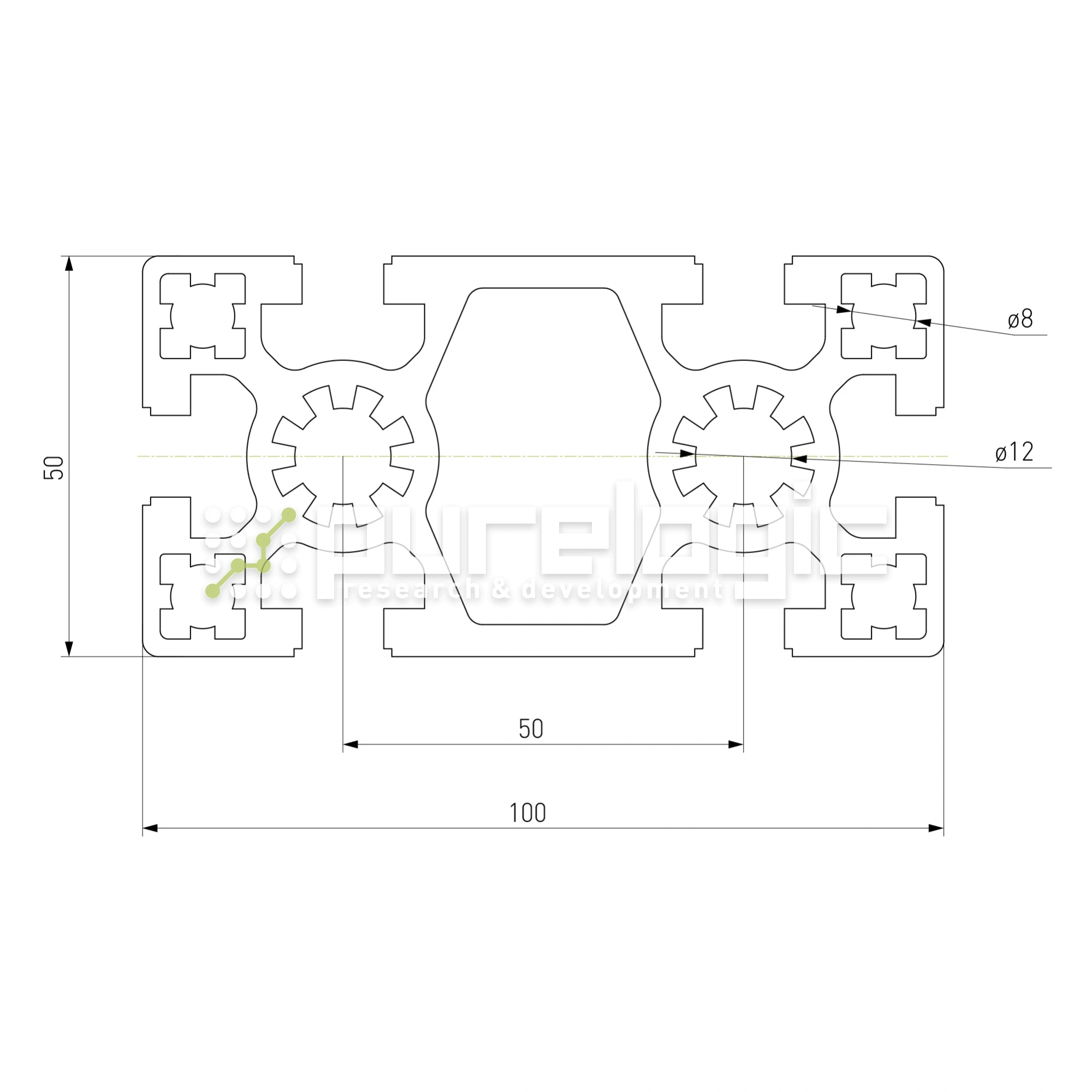 Профиль алюминиевый HXB50100B-10 5 469 Профиль алюминиевый HXB50100B-10 фото