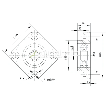 Опора ШВП подшипниковая FF25 фото