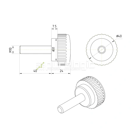 Ручка с рифлением 100213-40*M10*40 фото