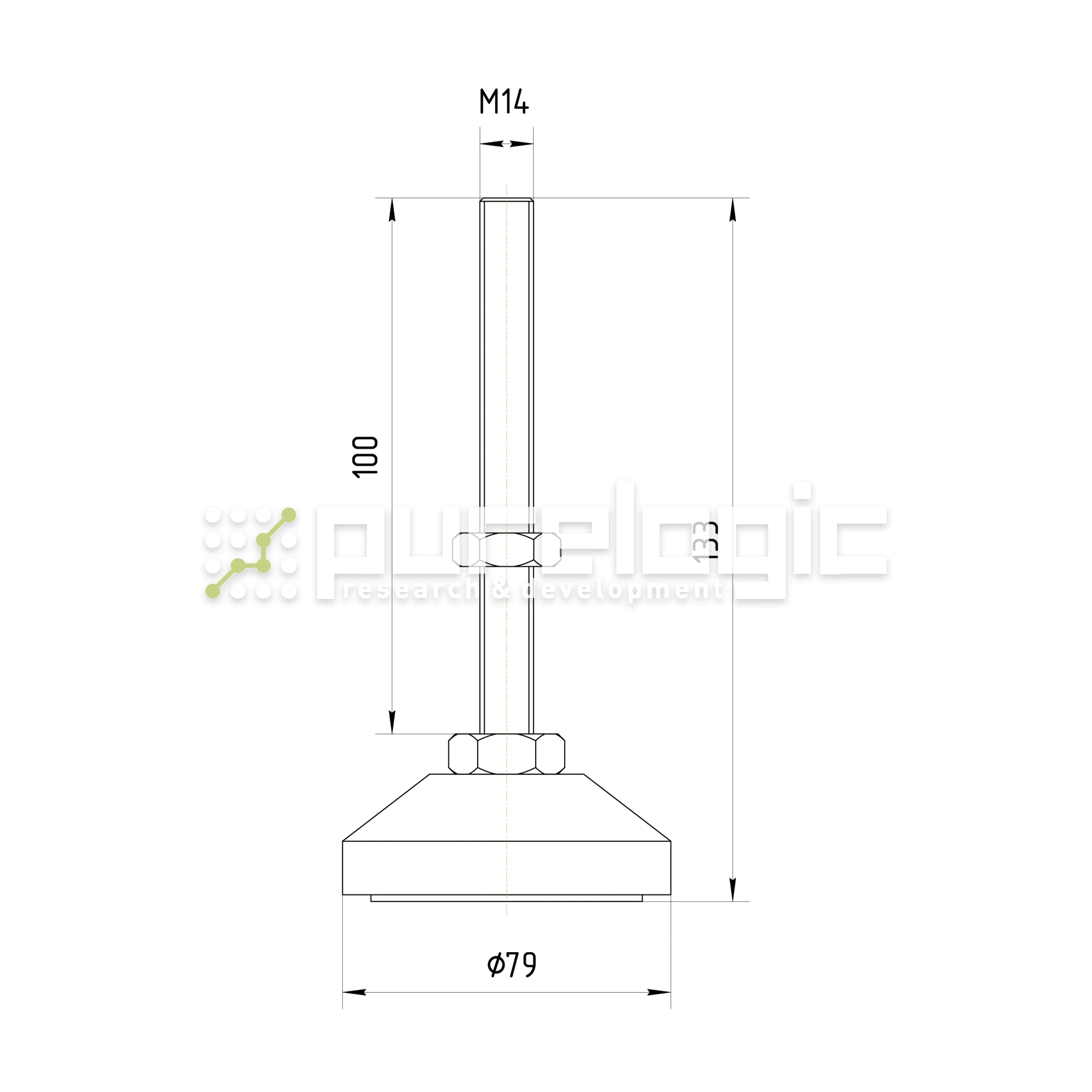 Виброопора DJG80-M14*100 1 204 Виброопора DJG80-M14*100 фото