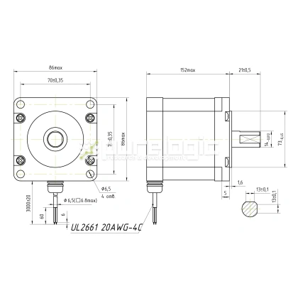 Двигатель шаговый PL86H151-D14-IP64 фото