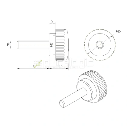 Ручка с рифлением 100213-25*M6*30 164 Ручка с рифлением 100213-25*M6*30 фото