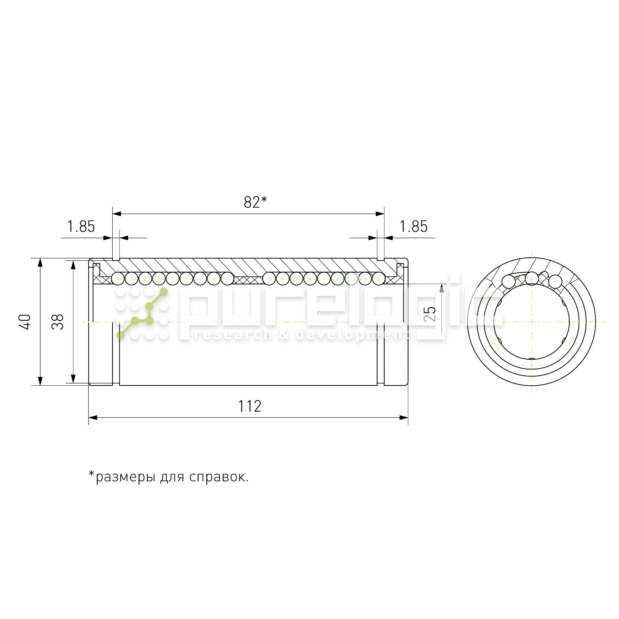 Втулка шариковая LM25L-UU 827 Втулка шариковая LM25L-UU фото