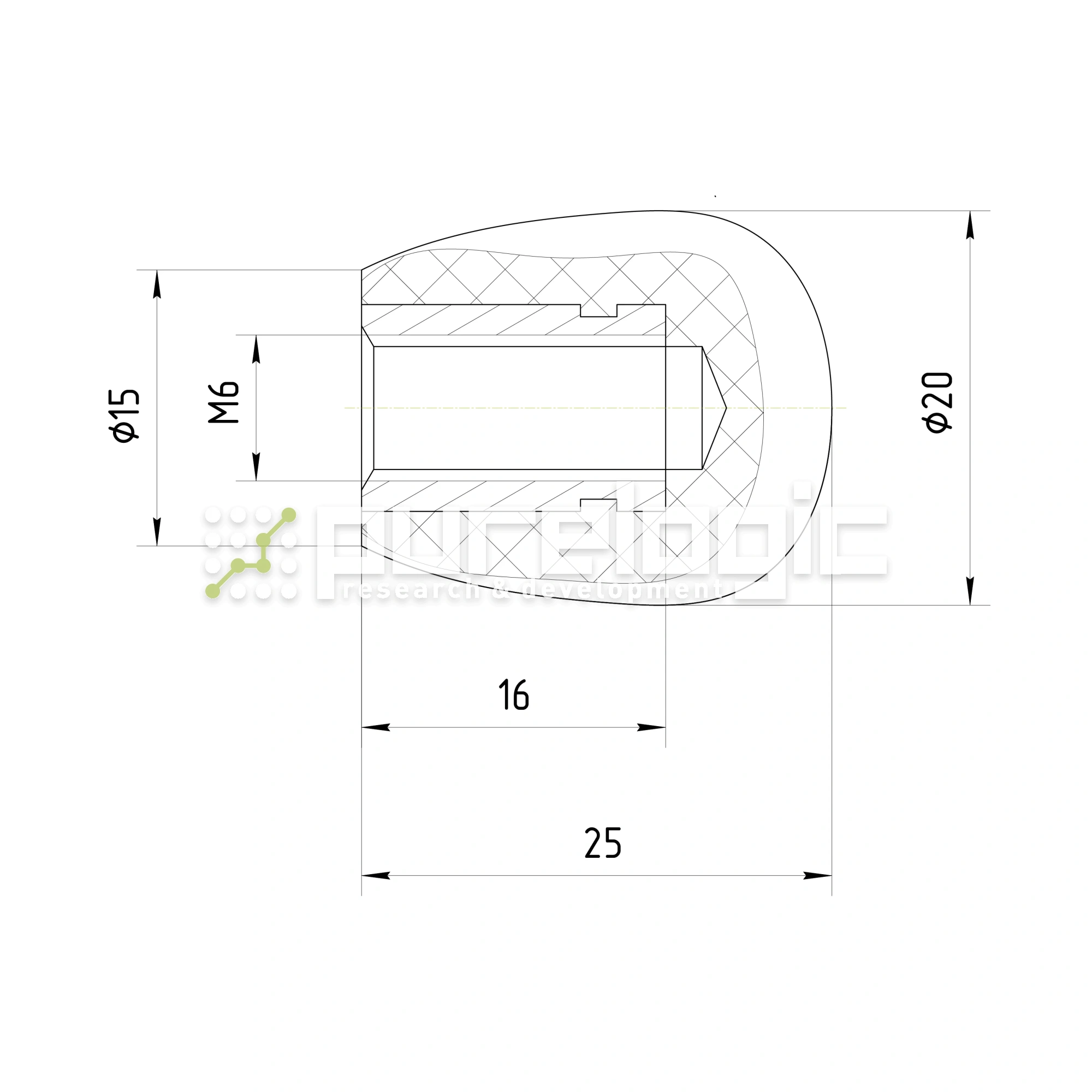Ручка овальная 100122-25*M6 83 Ручка овальная 100122-25*M6 фото