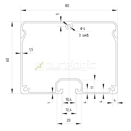 Алюминиевый кабель-канал ZXH6080 фото