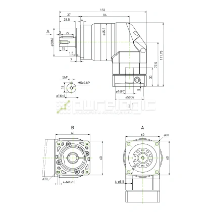 Редуктор планетарный прецизионный угловой 60EVB5K-S16-P0 фото
