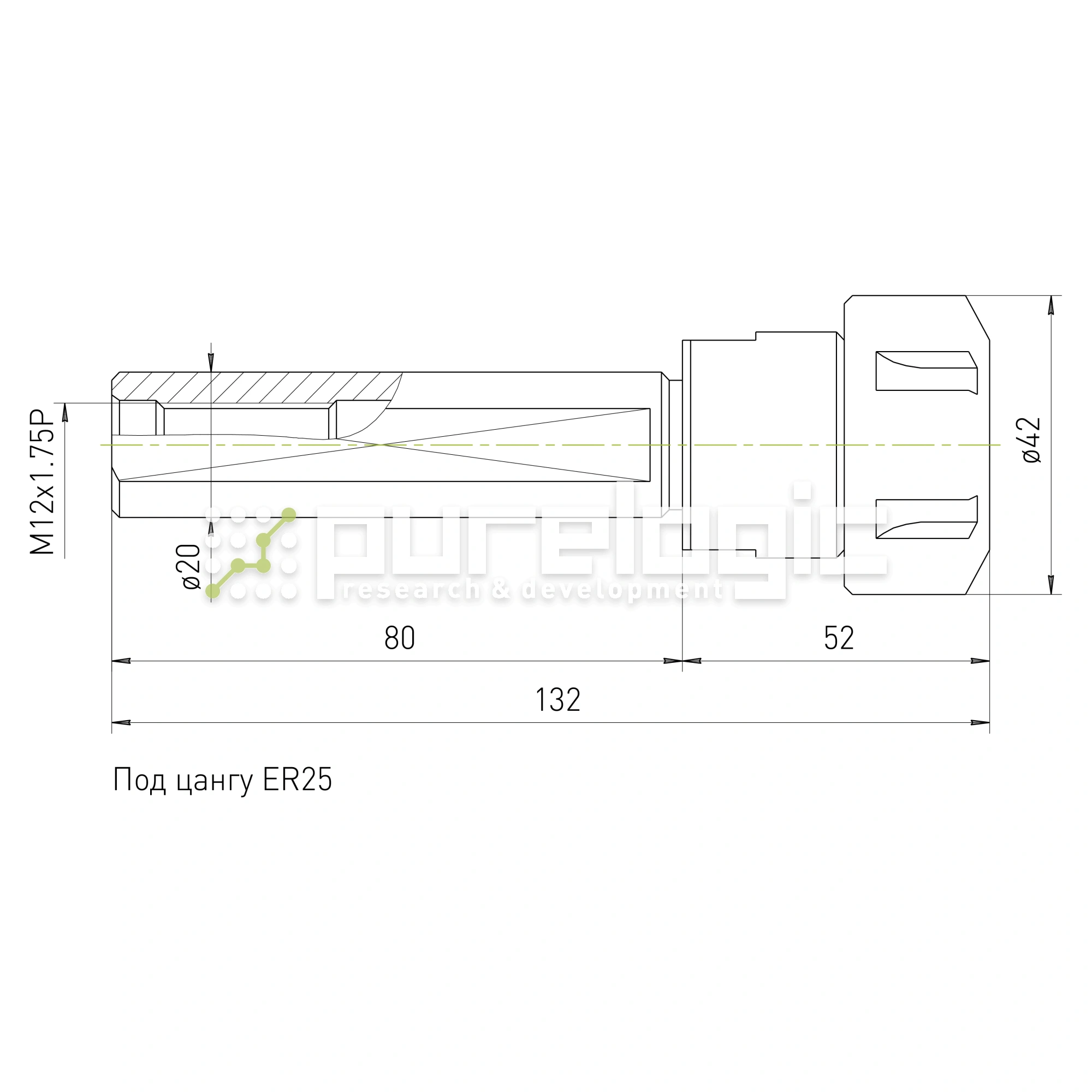 Цанговый патрон SL20-ER25-80L 1 464 Цанговый патрон SL20-ER25-80L фото