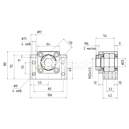 Опора ШВП Hiwin BK25-C5 фото