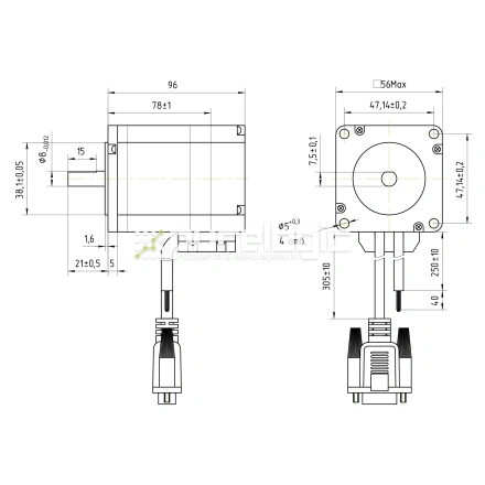 Двигатель шаговый с энкодером PL57H80430-D8-1K фото