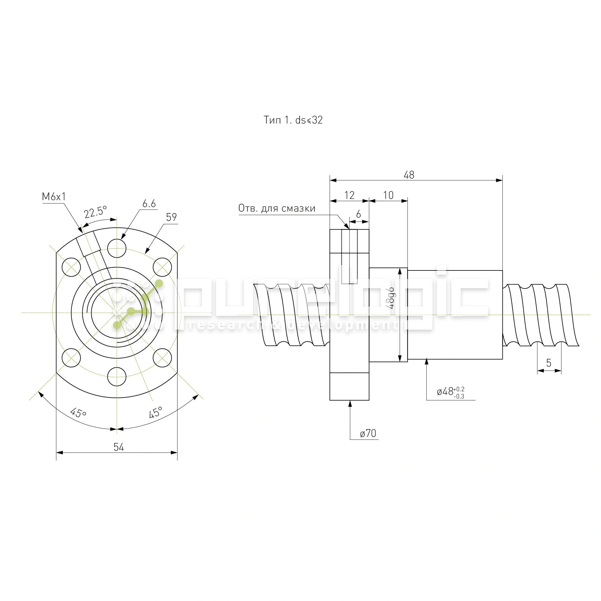 Гайка ШВП Hiwin R32-5K6-FSC (BD=3.175) 24 644 Гайка ШВП Hiwin R32-5K6-FSC (BD=3.175) фото